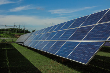 Solar energy with blue sky, Solar panel is a clean and energy for free use
