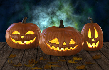 Halloween Pumpkins Jack O Lantern Holiday 3D Illustration