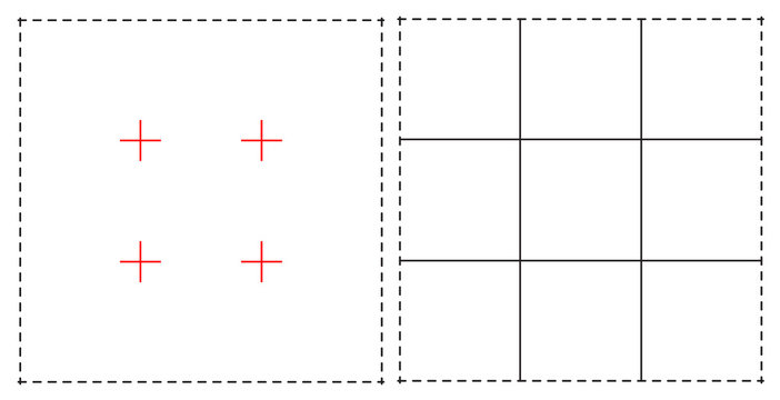 Vector Illustration Of The Line Rectangle To Be Rule Of Thirds.