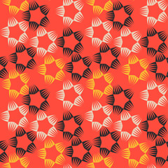 retro textile seamless pattern with graphic stars in orange shades