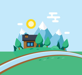 Naklejka premium Urban landscape, city life eco friendly. Clean ecology, environment.