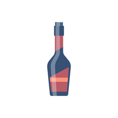 Bottle glass whiskey flat design. Vector illustration