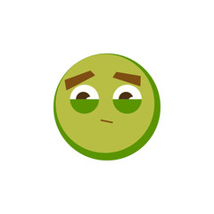 Green emoji icon for app game, ui or web design template. Vector emotion sign face