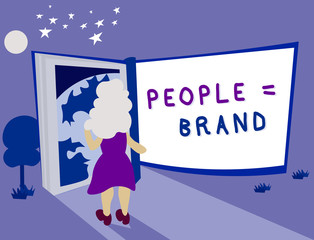 Text sign showing People equal Brand. Conceptual photo Personal Branding Defining personality through the labels.