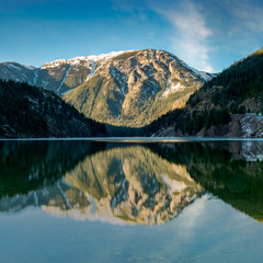 beautiful reflection lake  and mountain,snow