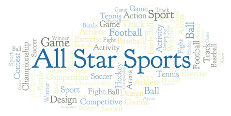 Obraz premium All Star Sports word cloud.