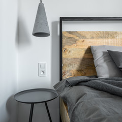 Concrete lamp and industrial bed