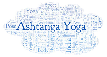Obraz premium Ashtanga Yoga word cloud.
