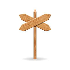 Wooden arrow signs board set. Vector wood signboards plank road