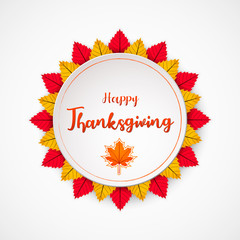 Happy Thanksgiving Day background with autumn leaves, can be use as flyer, banner or poster.
