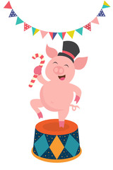 Pig Circus Illustration