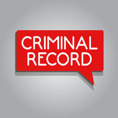 Writing note showing Criminal Record. Business photo showcasing profile of a person criminal history with details.