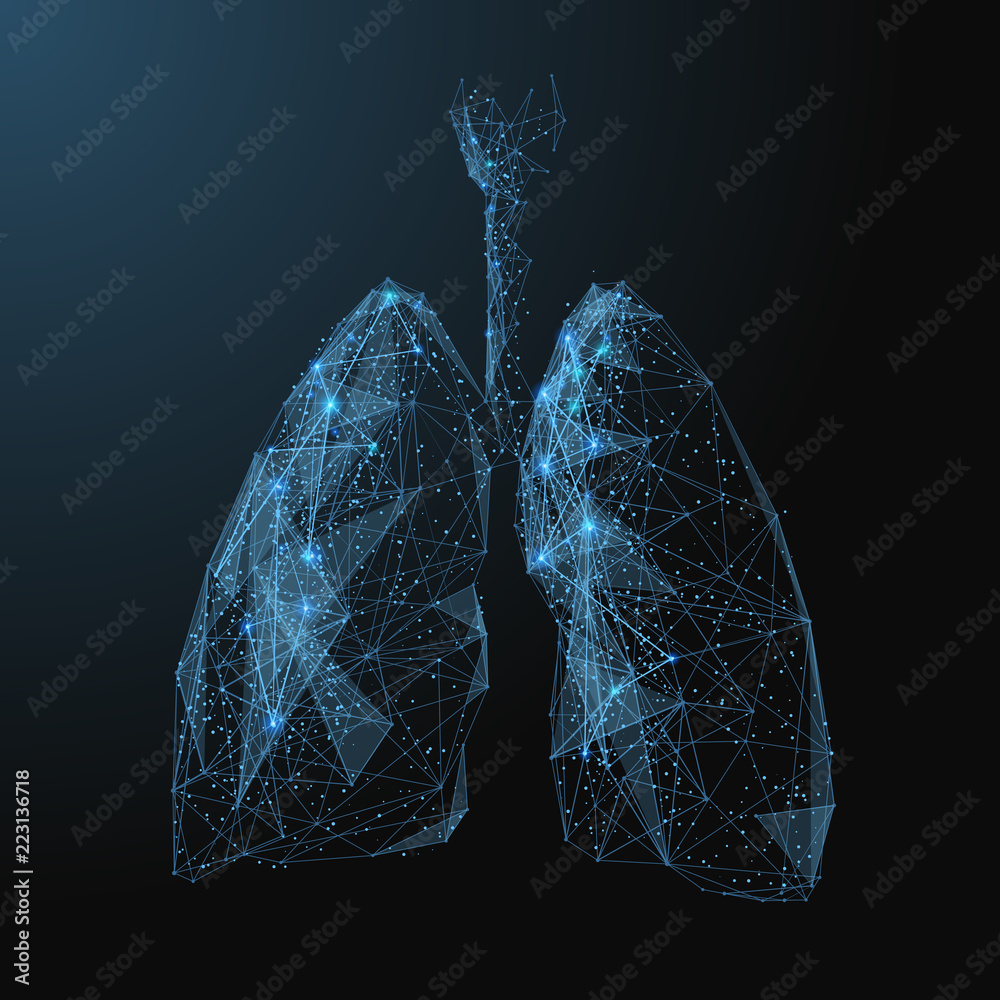 Leinwandbilder lungs. low poly blue. polygonal abstract health illustration. in the form of a starry sky or space. 
