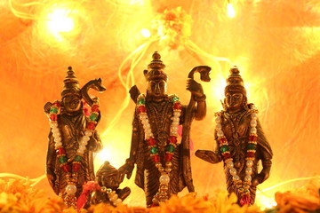 Hindu god Ram Darbar for Diwali festival - obrazy, fototapety, plakaty