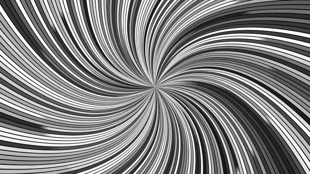 Grey rotating hypnotic spiral burst stripes - seamless loop motion graphics