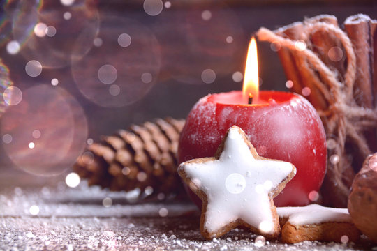 Adventskerze rot - Hygge Stimmung zur Weihnachtszeit