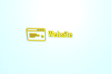 Illustration of Website with yellow text on light blue background