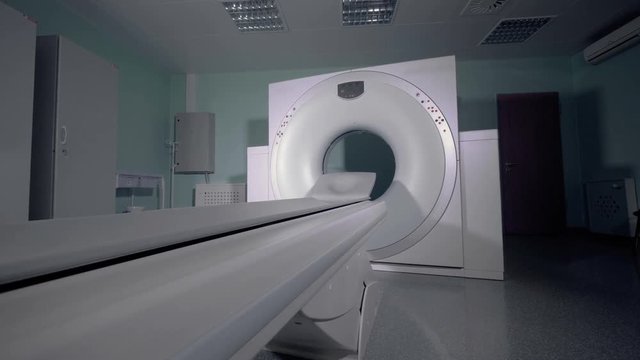 Modern tomographic equipment. An empty MRI, CT, PET scanner.