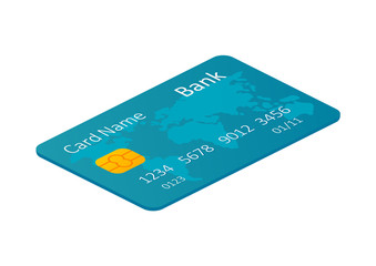 Isometric credit card against the white background