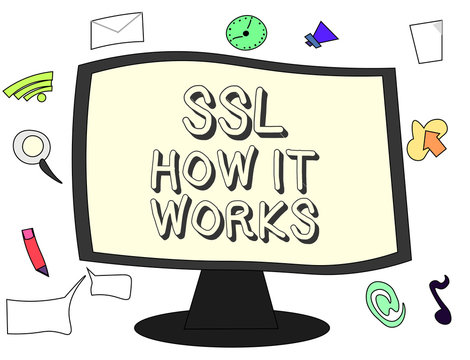 Conceptual hand writing showing Ssl How It Works. Business photo showcasing session key is used to encrypt all transmitted data.