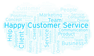 Happy Customer Service word cloud.