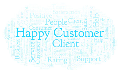 Happy Customer word cloud.