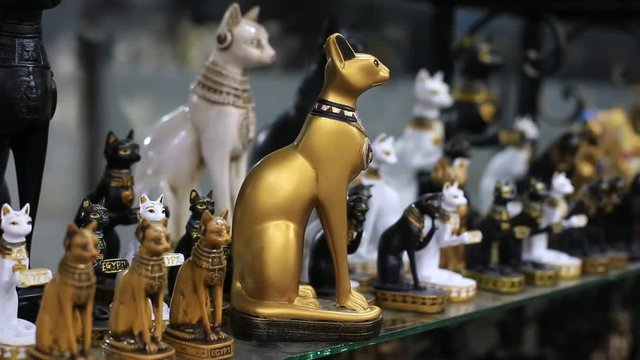 Egyptian souvenirs for sale for tourists at a local store in the Naama Bay area in Sharm El Sheikh , South Sinai, Egypt. The Asian market in the Arabian Egypt