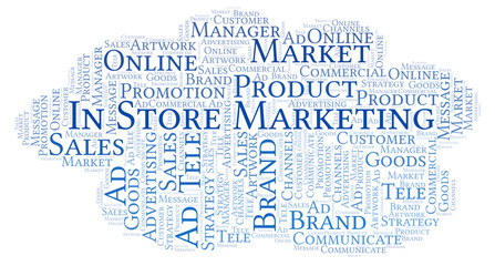 Word cloud with text In Store Marketing.