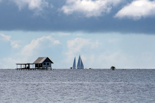 Mirage pipe dream illusion on the sea
