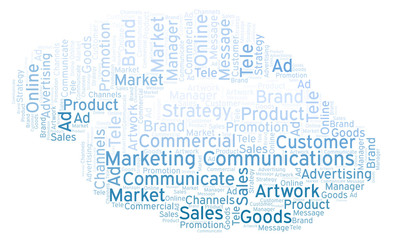 Word cloud with text Marketing Communications.