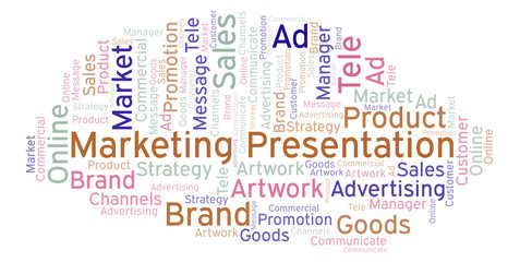 Word cloud with text Marketing Presentation.
