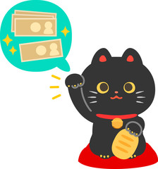 右手を挙げた招き猫