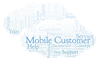 Fototapeta na wymiar Mobile Customer word cloud.