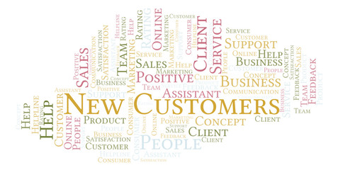 Fototapeta premium New Customers word cloud.