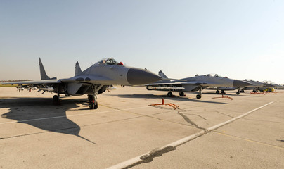 Military jets on airport tarmac