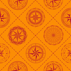 Fototapeta na wymiar Seamless pattern with compass rose for your design