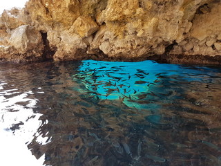 Blue Eye cave in Paleokastritsa, Corfu, Greece