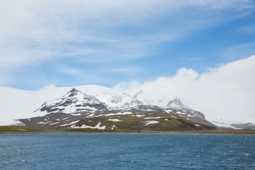 Antarctica landscape with ocean iceland bergs