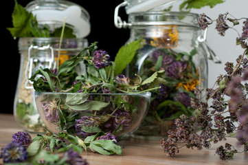 collection of dried herbs