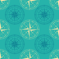 Seamless pattern with compass rose  for your design