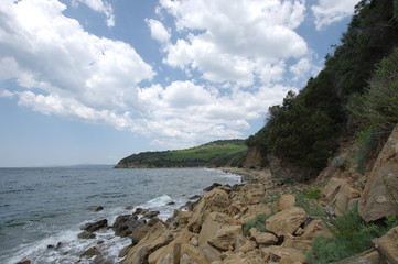 Fototapeta na wymiar coast of mediterranean sea cala martina follonica