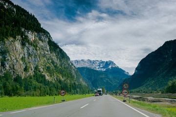 Landscape of the Alps. Alps valley. Snow-capped mountain peaks. beautiful meadows of Austria. 
