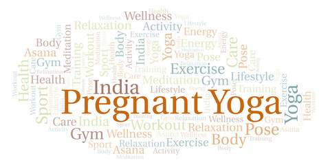 Obraz premium Pregnant Yoga word cloud.