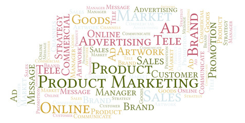 Word cloud with text Product Marketing.