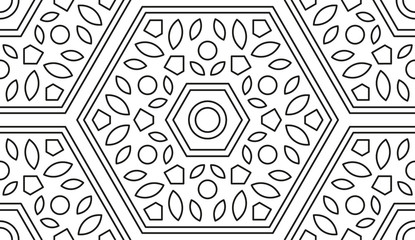 Shape for Coloring. Floral Kaleidoscope Ornament. Mandala.