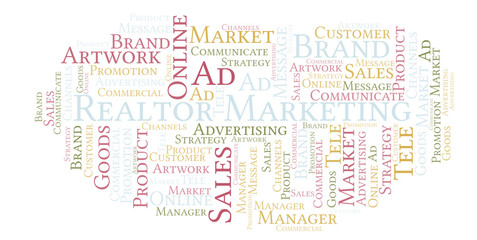 Word cloud with text Realtor Marketing.