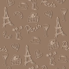 seamless pattern with france objects memories