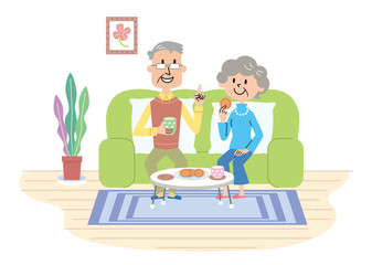 高齢者　夫婦　ティータイム