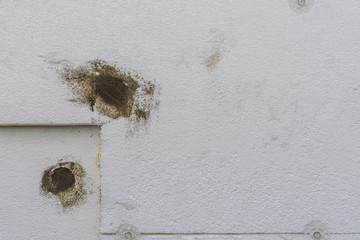 Insulation of the house with styrofoam. Energy saving concept. Closeup