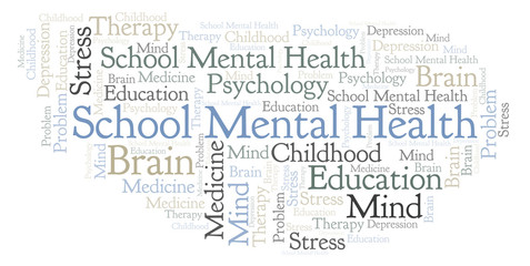 Fototapeta premium School Mental Health word cloud.